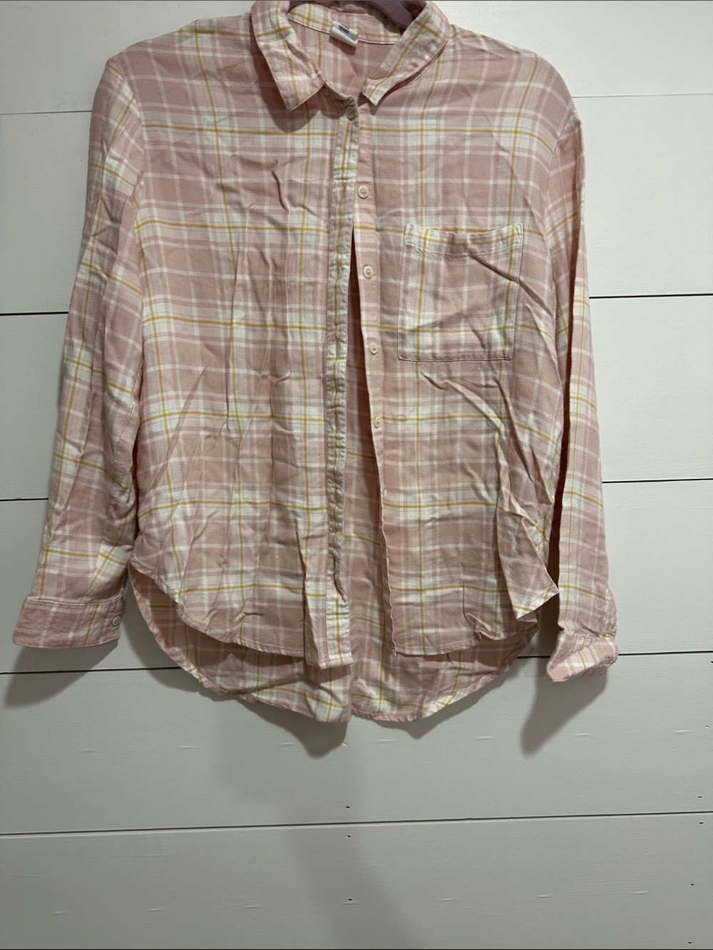Melrose and Market Pink Plaid Shirt with Yellow Windowpane size Small